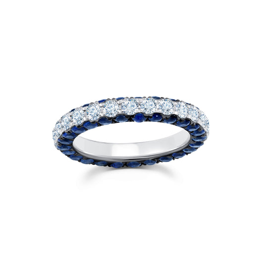 Sapphire & Diamond 3 Sided Bang Ring