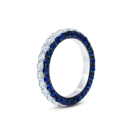 Sapphire & Diamond 3 Sided Bang Ring