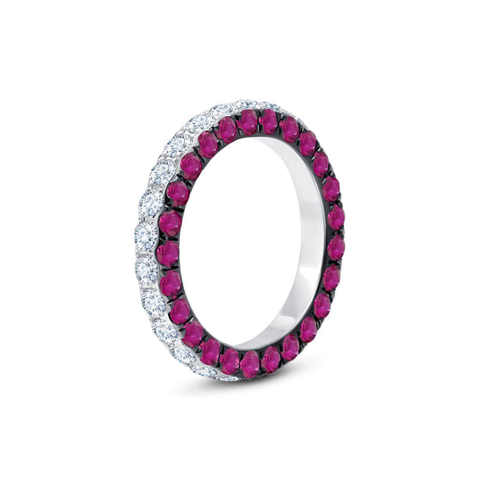 Ruby & Diamond 3 Sided Band Ring