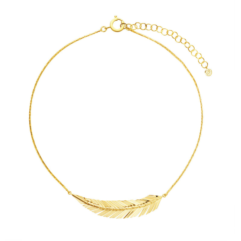 Medium Gold Feather Necklace