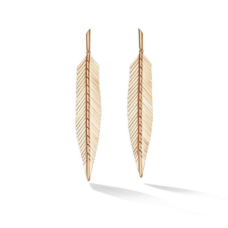 Medium Rose Gold Feather Earrings