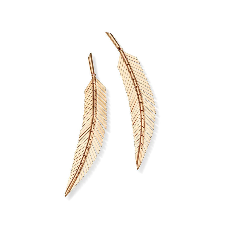 Medium Rose Gold Feather Earrings
