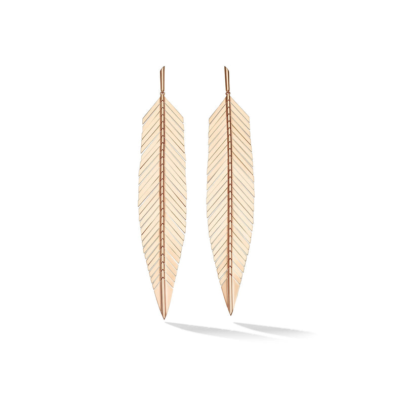 Large Rose Gold Feather Earrings