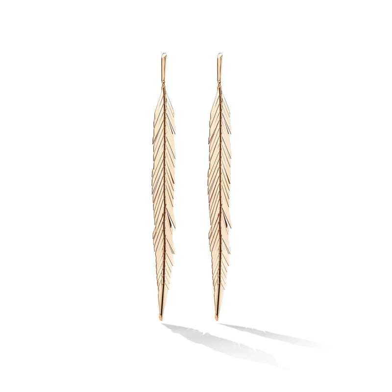 Large Rose Gold Feather Earrings