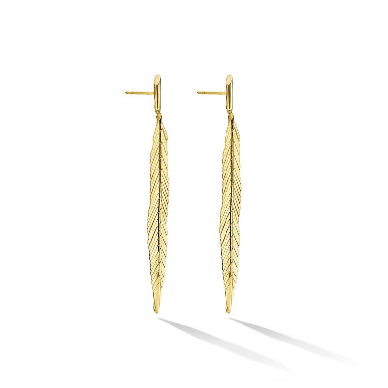 Medium Yellow Gold Feather Earrings