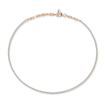 Classic 18K Rose Gold Diamond Tennis Necklace