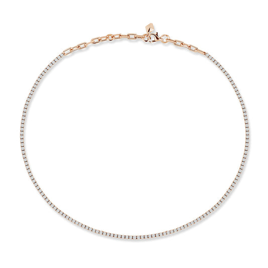 Classic 18K Rose Gold Diamond Tennis Necklace