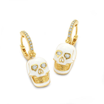 White Enamel Skull Earrings